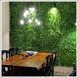 カフェの壁面も人工緑化